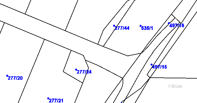 Parcela st. 277/4 v KÚ Luženice, Katastrální mapa