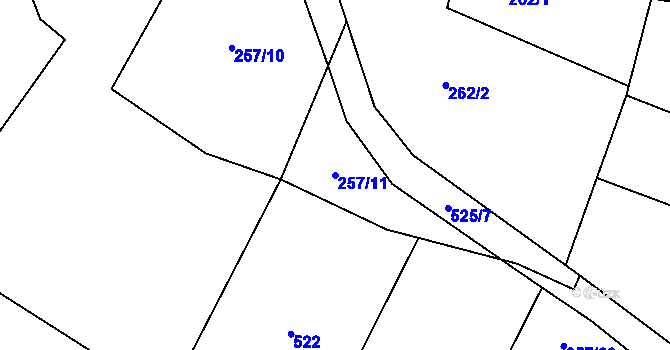 Parcela st. 257/11 v KÚ Luženice, Katastrální mapa
