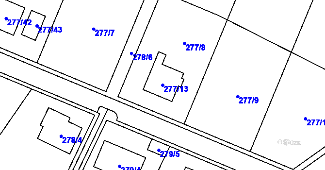 Parcela st. 277/13 v KÚ Luženice, Katastrální mapa