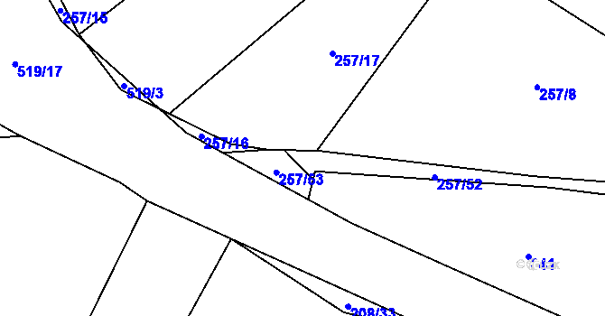 Parcela st. 257/18 v KÚ Luženice, Katastrální mapa