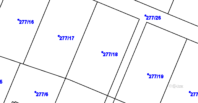 Parcela st. 277/18 v KÚ Luženice, Katastrální mapa
