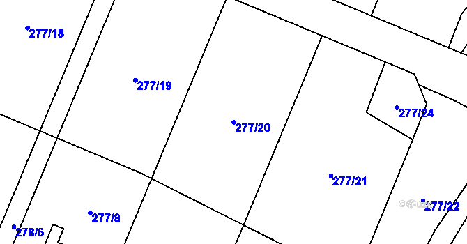 Parcela st. 277/20 v KÚ Luženice, Katastrální mapa
