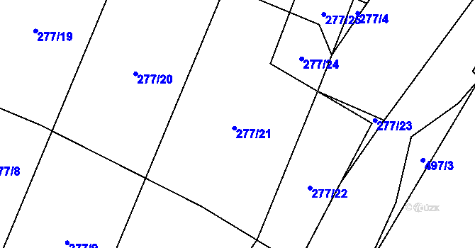 Parcela st. 277/21 v KÚ Luženice, Katastrální mapa