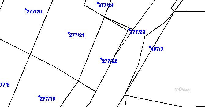 Parcela st. 277/22 v KÚ Luženice, Katastrální mapa
