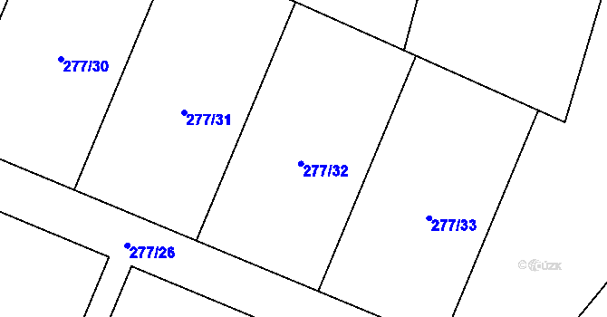 Parcela st. 277/32 v KÚ Luženice, Katastrální mapa