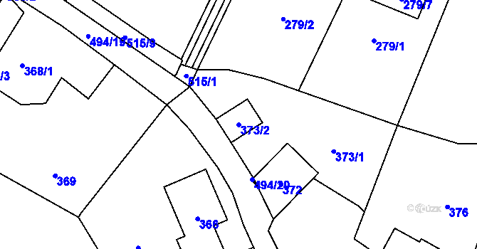 Parcela st. 373/2 v KÚ Luženice, Katastrální mapa