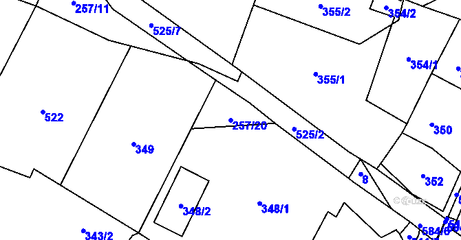 Parcela st. 257/20 v KÚ Luženice, Katastrální mapa