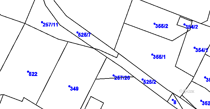 Parcela st. 525/8 v KÚ Luženice, Katastrální mapa