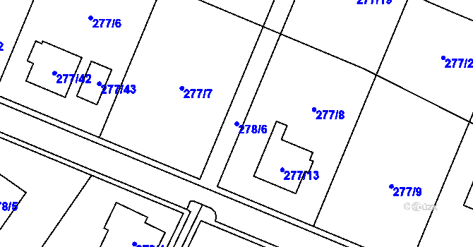 Parcela st. 278/6 v KÚ Luženice, Katastrální mapa