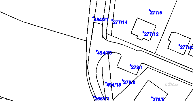 Parcela st. 494/18 v KÚ Luženice, Katastrální mapa
