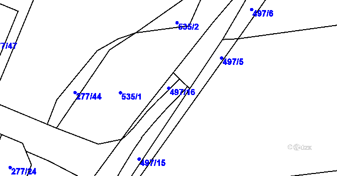 Parcela st. 497/16 v KÚ Luženice, Katastrální mapa
