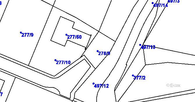 Parcela st. 278/9 v KÚ Luženice, Katastrální mapa