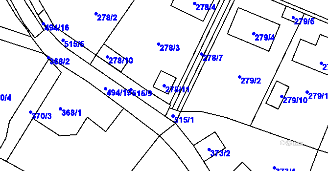 Parcela st. 278/11 v KÚ Luženice, Katastrální mapa