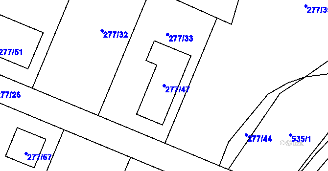 Parcela st. 277/47 v KÚ Luženice, Katastrální mapa