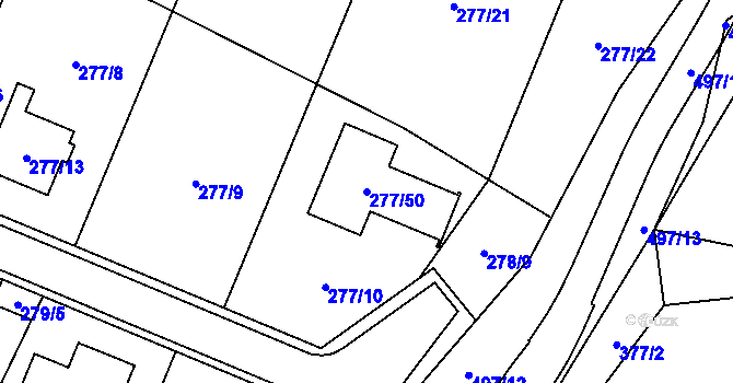 Parcela st. 277/50 v KÚ Luženice, Katastrální mapa