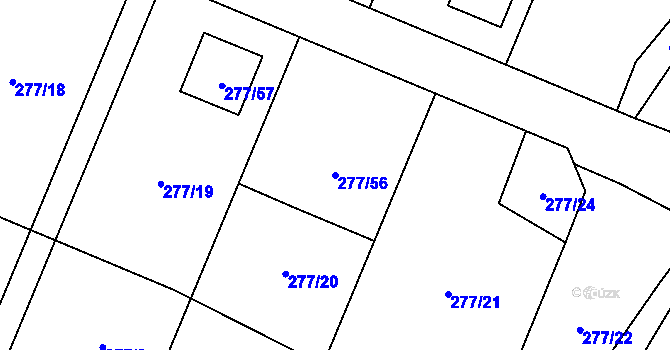 Parcela st. 277/56 v KÚ Luženice, Katastrální mapa