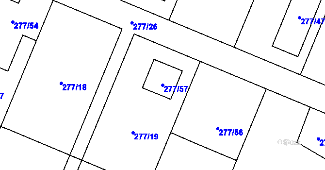 Parcela st. 277/57 v KÚ Luženice, Katastrální mapa