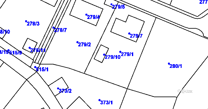 Parcela st. 279/10 v KÚ Luženice, Katastrální mapa