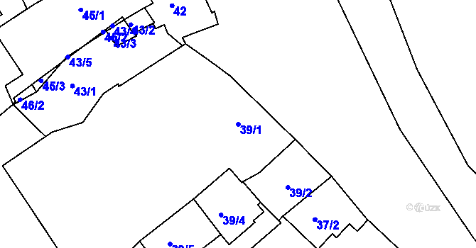 Parcela st. 39/1 v KÚ Luženičky, Katastrální mapa