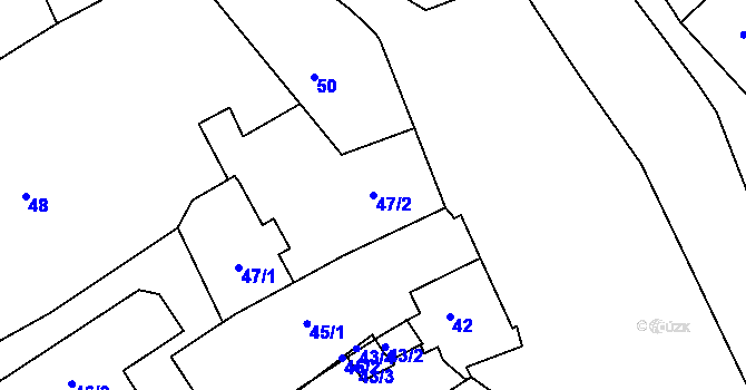 Parcela st. 47/2 v KÚ Luženičky, Katastrální mapa