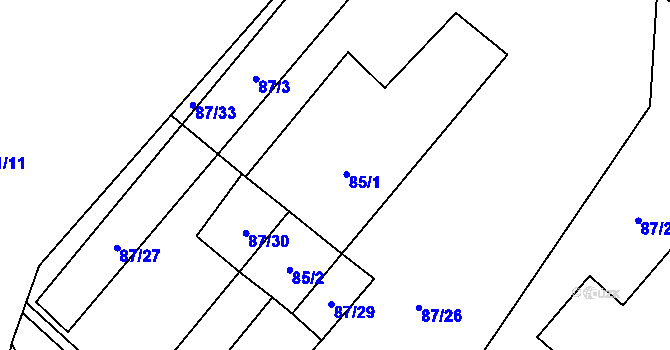 Parcela st. 85 v KÚ Luženičky, Katastrální mapa