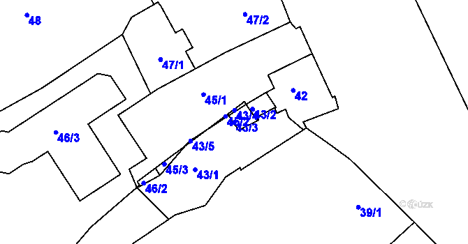 Parcela st. 43/3 v KÚ Luženičky, Katastrální mapa