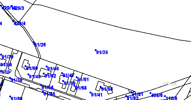 Parcela st. 91/25 v KÚ Luženičky, Katastrální mapa