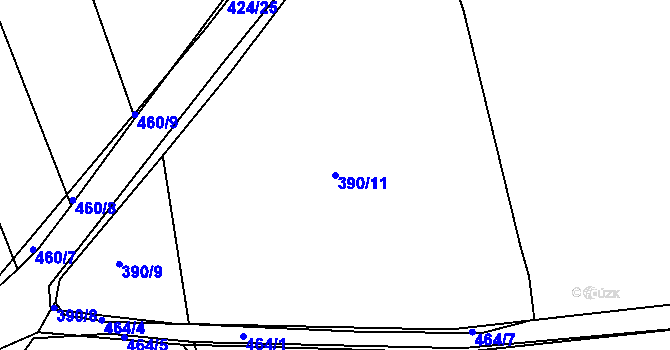 Parcela st. 390/11 v KÚ Luženičky, Katastrální mapa