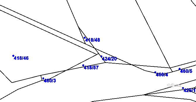 Parcela st. 424/19 v KÚ Luženičky, Katastrální mapa