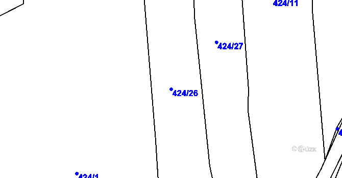 Parcela st. 424/26 v KÚ Luženičky, Katastrální mapa