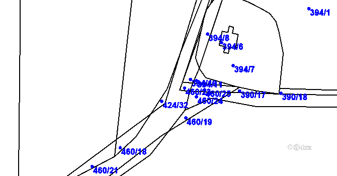 Parcela st. 424/33 v KÚ Luženičky, Katastrální mapa