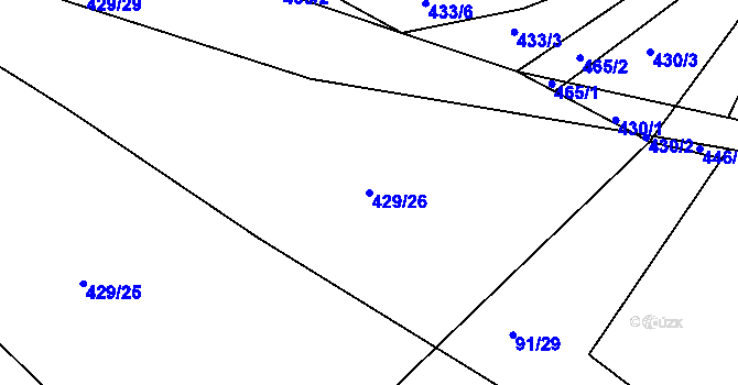 Parcela st. 429/26 v KÚ Luženičky, Katastrální mapa