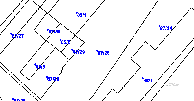 Parcela st. 87/26 v KÚ Luženičky, Katastrální mapa