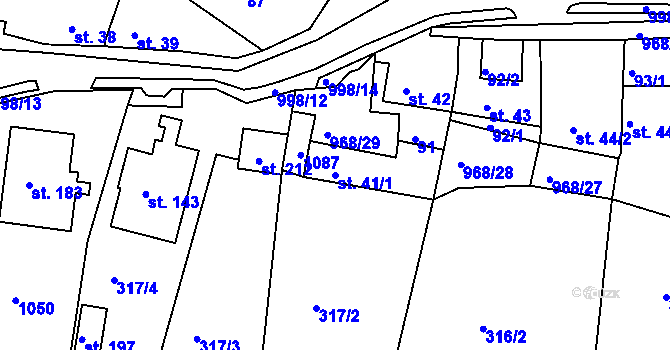 Parcela st. 41/1 v KÚ Lužice u Mostu, Katastrální mapa