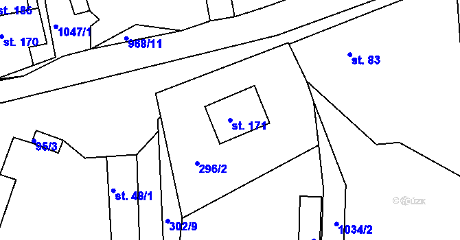 Parcela st. 171 v KÚ Lužice u Mostu, Katastrální mapa