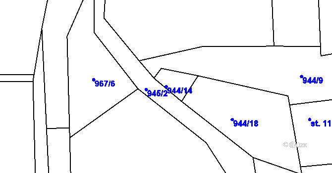Parcela st. 944/14 v KÚ Lužice u Mostu, Katastrální mapa
