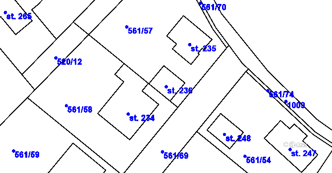 Parcela st. 236 v KÚ Lužice u Mostu, Katastrální mapa