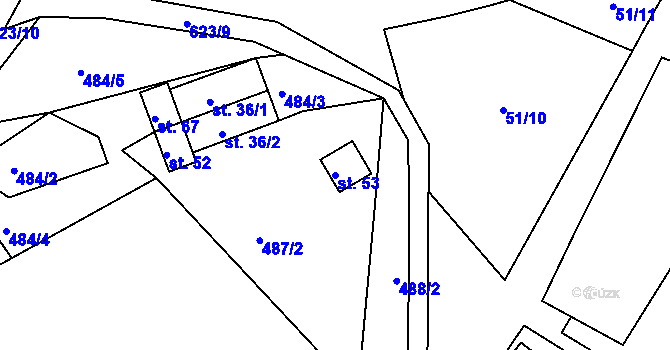 Parcela st. 53 v KÚ Svinčice, Katastrální mapa