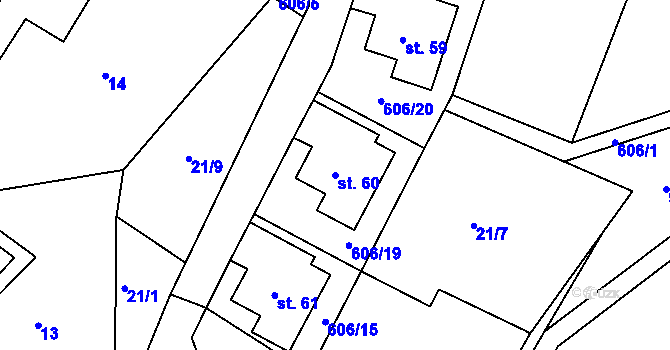 Parcela st. 60 v KÚ Svinčice, Katastrální mapa