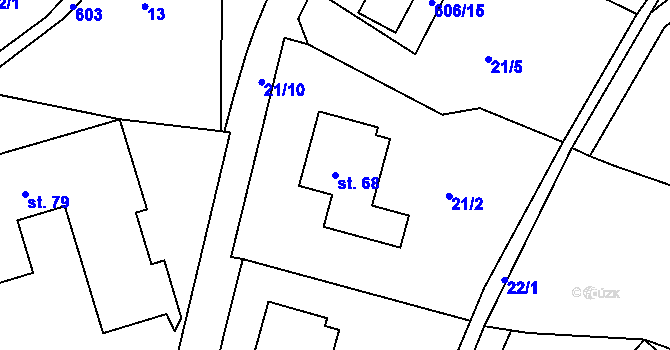Parcela st. 68 v KÚ Svinčice, Katastrální mapa