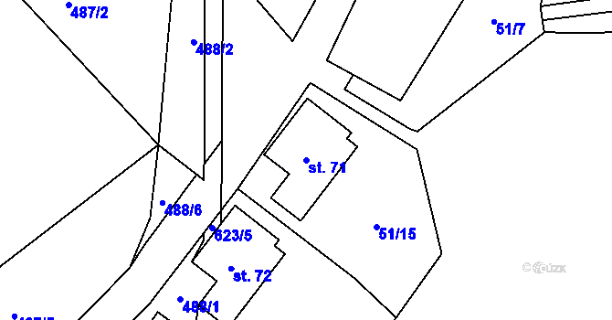 Parcela st. 71 v KÚ Svinčice, Katastrální mapa