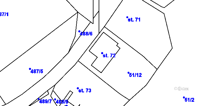 Parcela st. 72 v KÚ Svinčice, Katastrální mapa