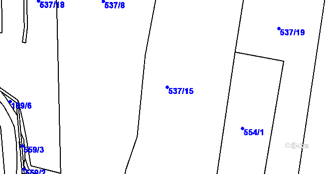 Parcela st. 537/15 v KÚ Svinčice, Katastrální mapa
