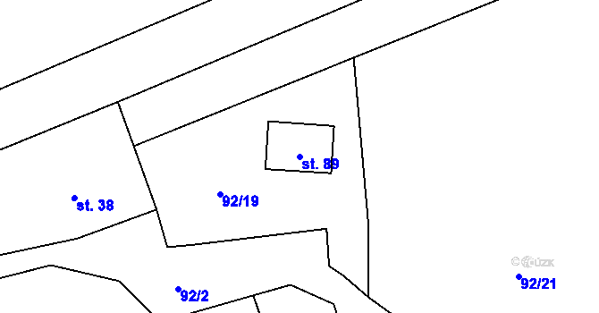 Parcela st. 89 v KÚ Svinčice, Katastrální mapa