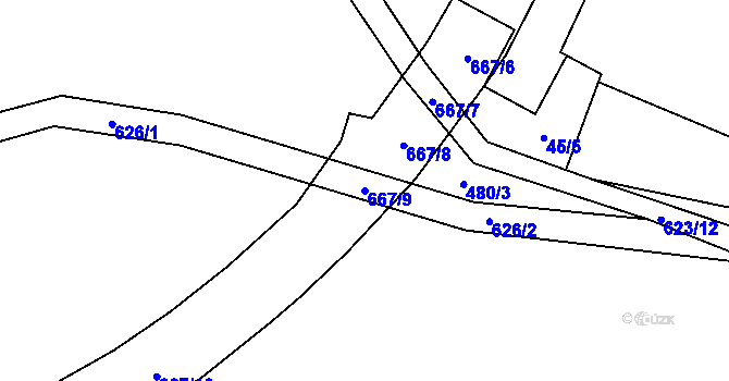 Parcela st. 667/9 v KÚ Svinčice, Katastrální mapa