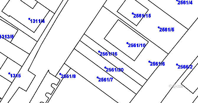 Parcela st. 2561/16 v KÚ Lužice u Hodonína, Katastrální mapa
