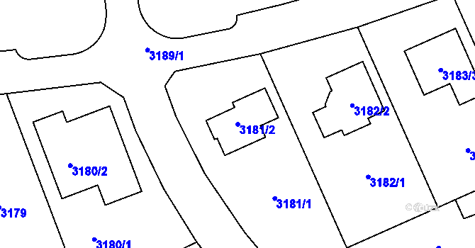 Parcela st. 3181/2 v KÚ Lužice u Hodonína, Katastrální mapa