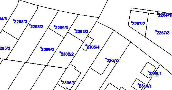 Parcela st. 2305/4 v KÚ Lužice u Hodonína, Katastrální mapa