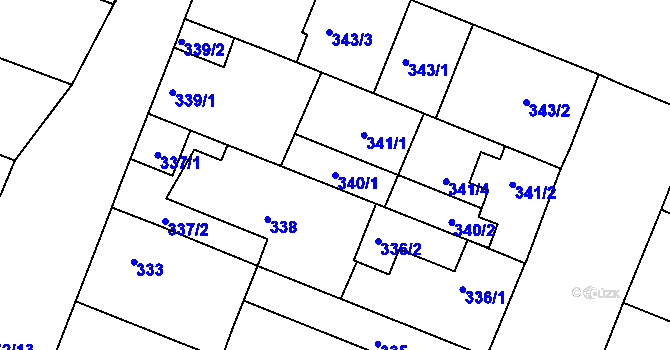 Parcela st. 340/1 v KÚ Lužice u Hodonína, Katastrální mapa