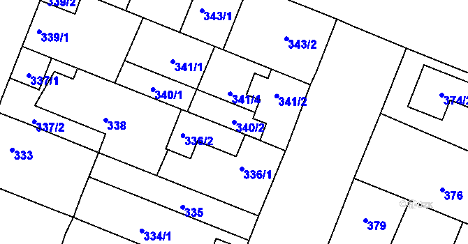 Parcela st. 340/2 v KÚ Lužice u Hodonína, Katastrální mapa
